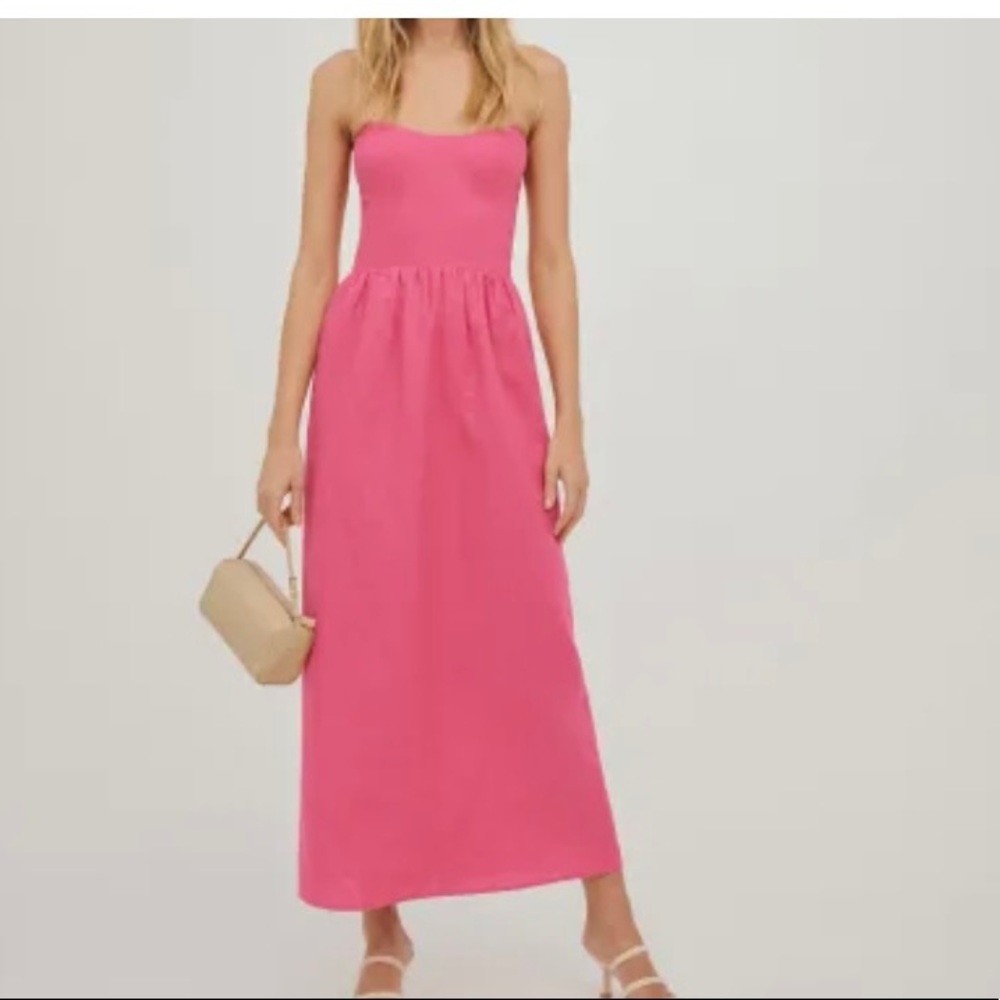 Fettuccine Linen Dress Snapdragon Pink